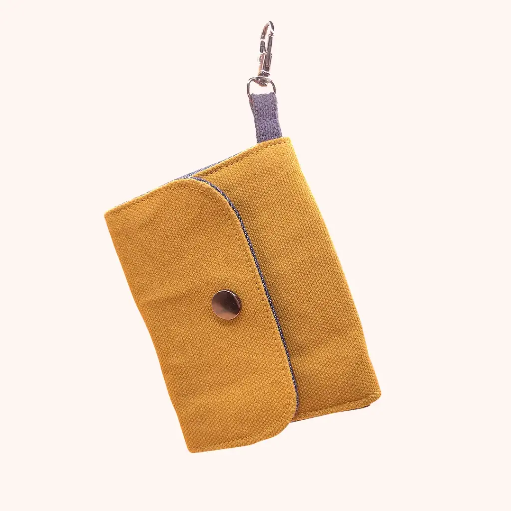 Porte-monnaie artisanal en tissu (Jaune et bleu)